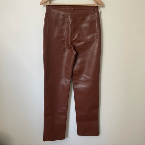 NEW Aritzia Wilfred The Melina Pant Faux Leather Trouser Brown Size 6 NWT - Picture 7 of 7